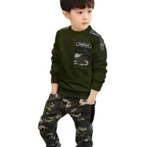 SNSD_Kids Cotton Lycra Blend Printed T-shirt and Trouser Pant Set for Casual Wear For Boy's (COMMANDO)