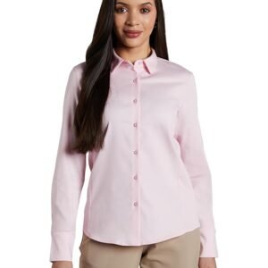 Symbol Premium Women's 'Desk-to-Dinner' Cotton Stretch Formal Shirt (Button Down | Regular Fit | Stylish | Office-wear)